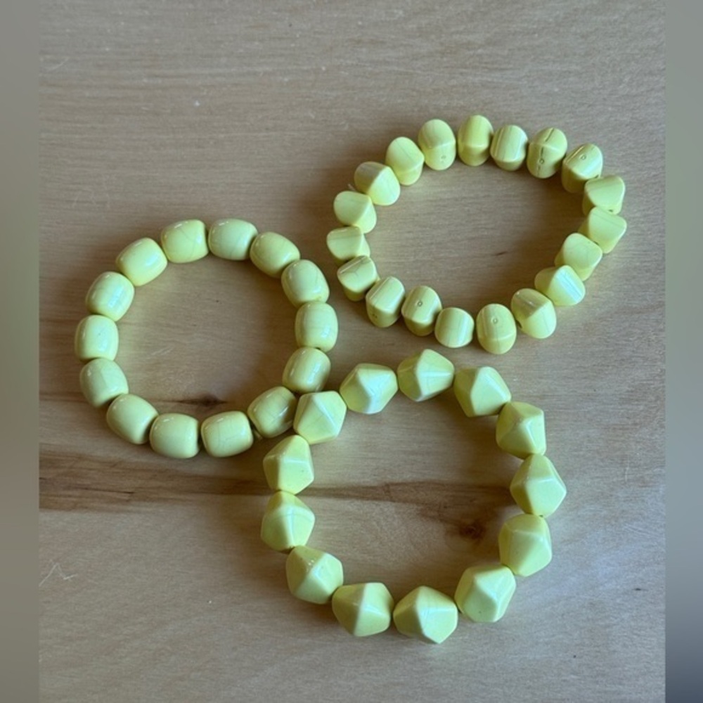 Yellow Beaded Bracelets Set of 3